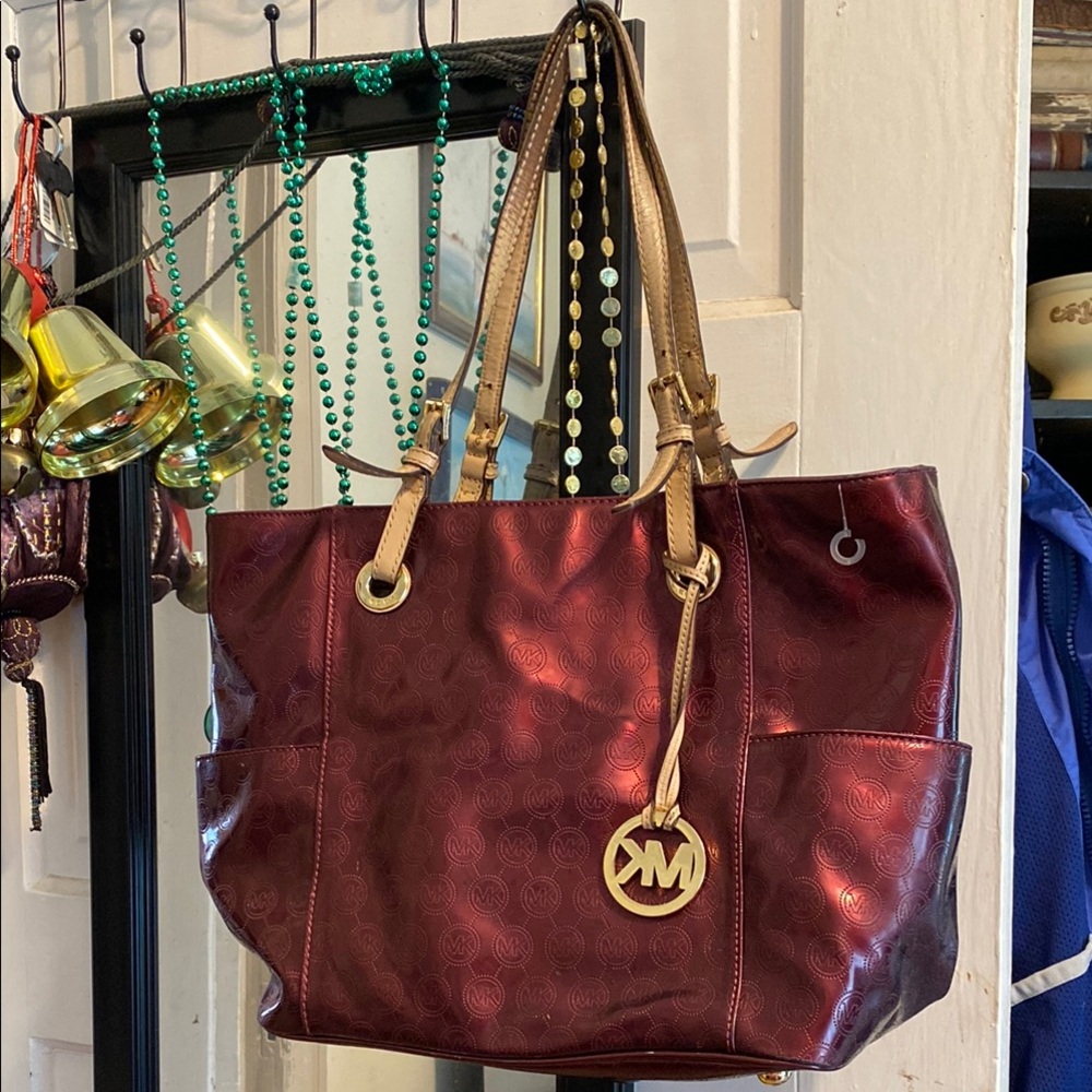 Michael Kors Red and Gold Tote Luxurious Leather Bag